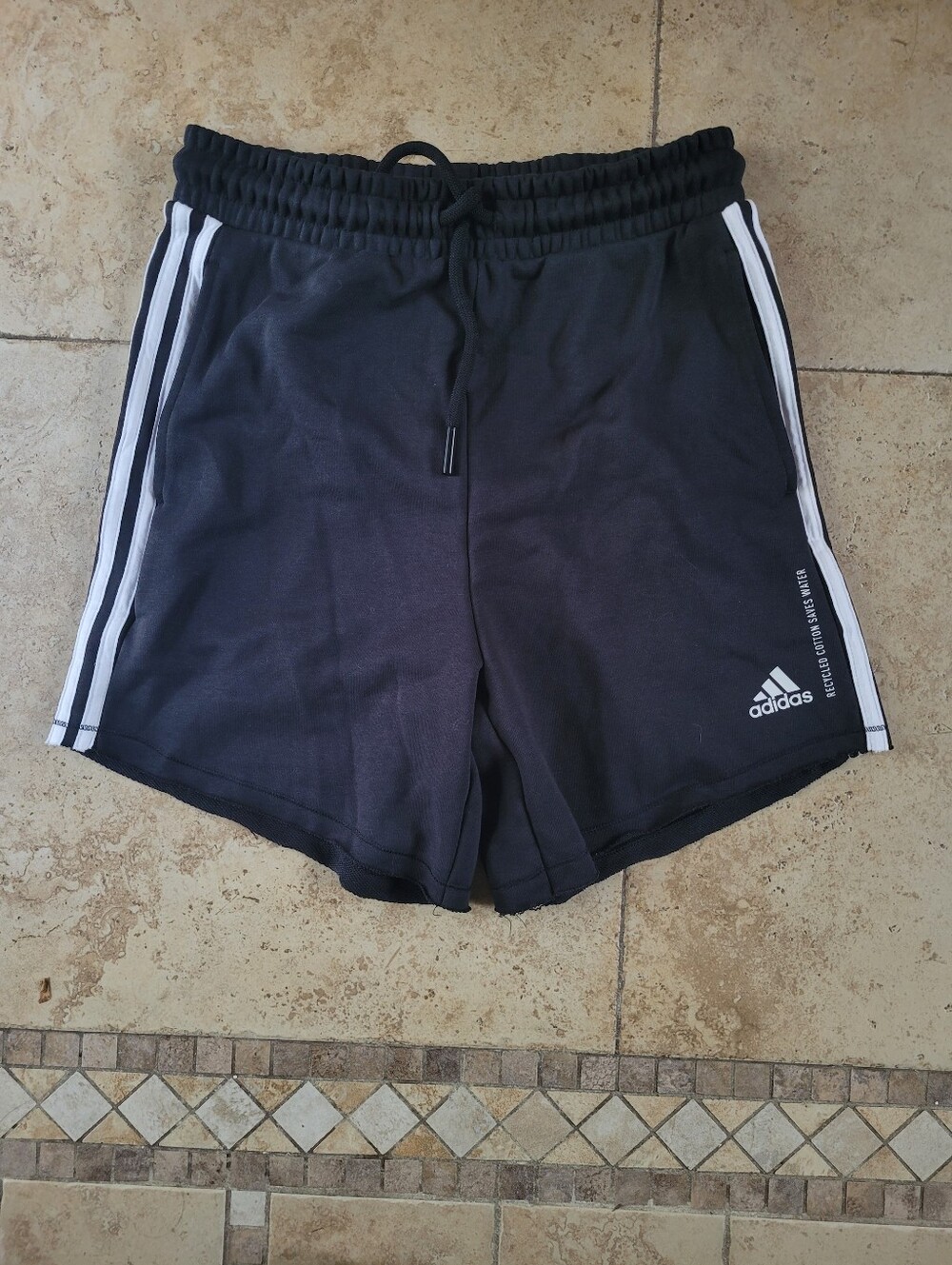 adidas Black Athletic Shorts with White 3-Stripes - Picture 2 of 5